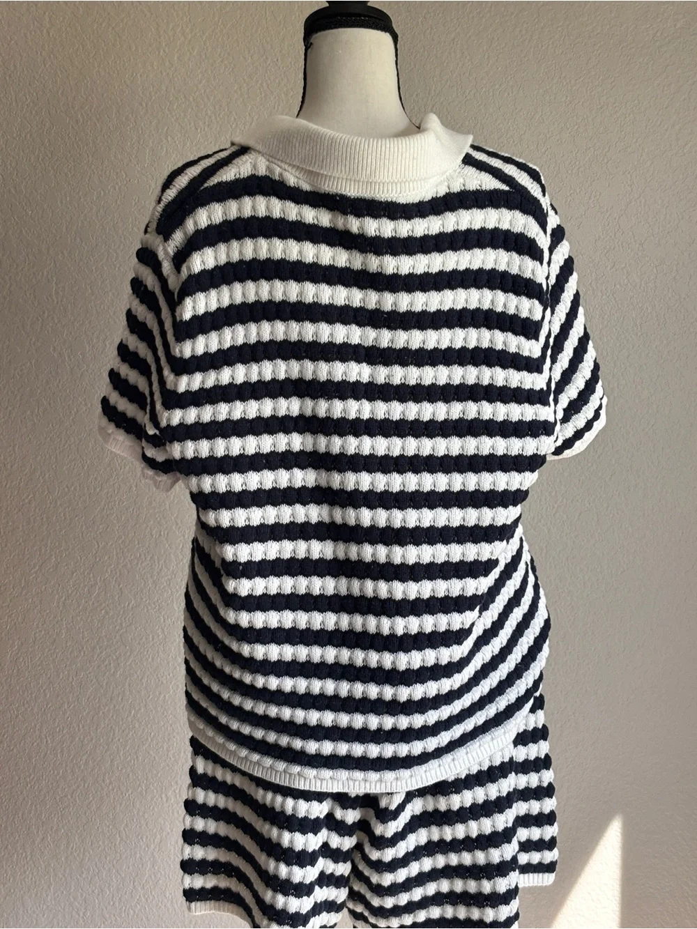 Old Navy Navy White Striped Short sleeves top - shorts matching Set ladies Ltall